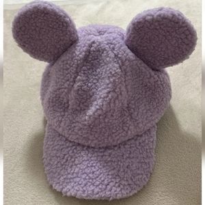 Tokyo Disney Resort Store Mickey Fan Cap Purple Fluffy Cap Hat Disney 58cm